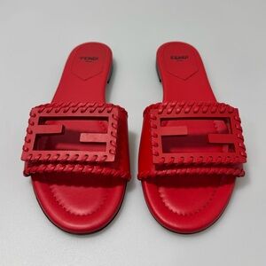 Fendi Baguette FF Sandals Red Leather Women’s Size EU 36/US 6